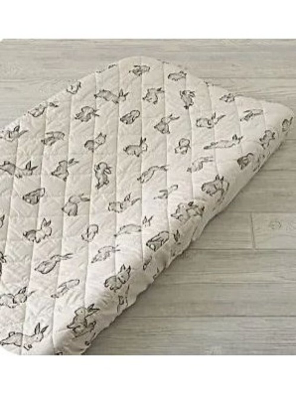 Crate & Barrel Kids Quilted Bunny Changing Pad Cover Pink Cotton 36x16 RETIRED